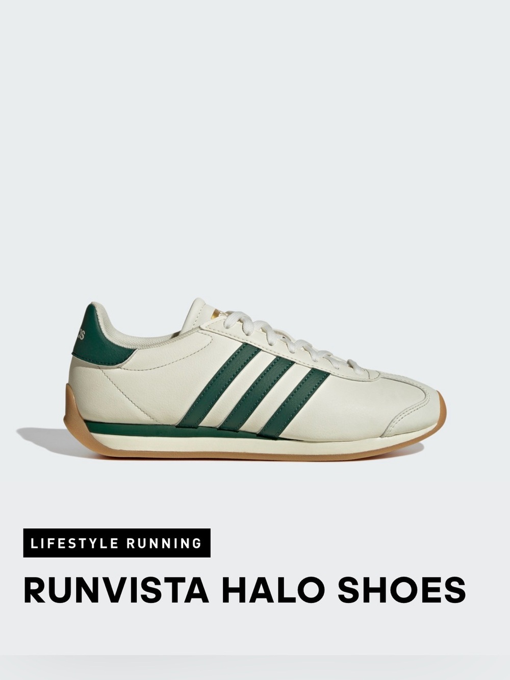 adidas Runvista Halo Women’s Sneakers — Cream with Green and Tan